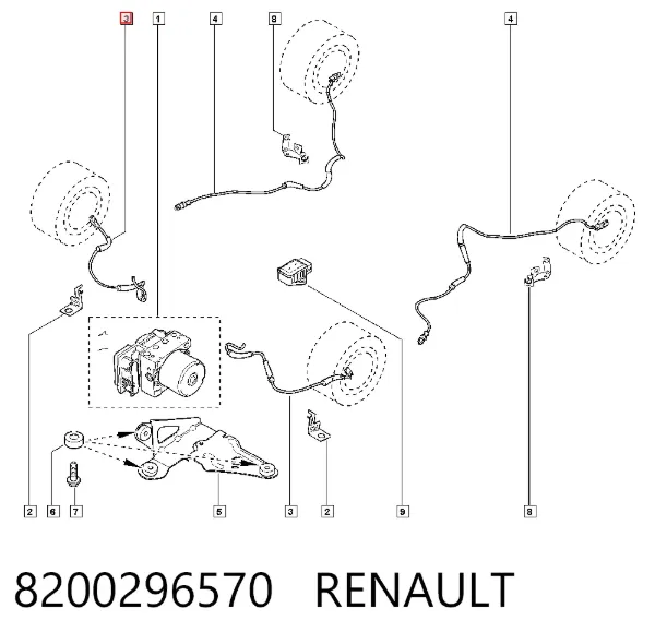 Sensor dianteiro de ABS 8200296570 Renault (RVI)