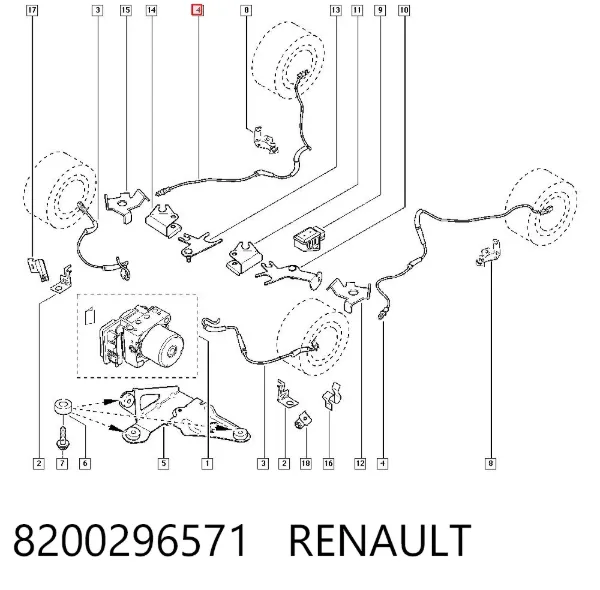 Sensor ABS traseiro 8200296571 Renault (RVI)