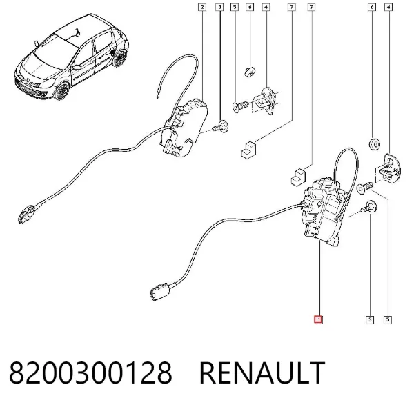Fecho da porta traseira esquerda 8200300128 Renault (RVI)