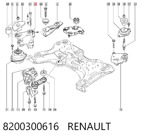 Consola de coxim (apoio) direita de motor 8200300616 Renault (RVI)