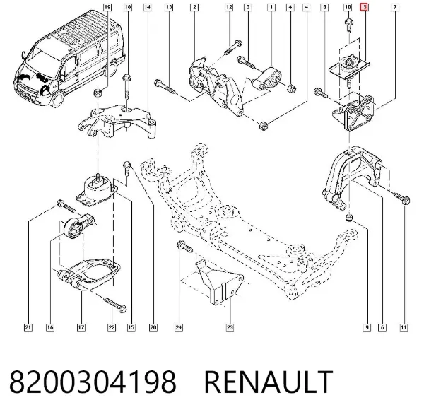 Coxim (suporte) esquerdo de motor 8200304198 Renault (RVI)