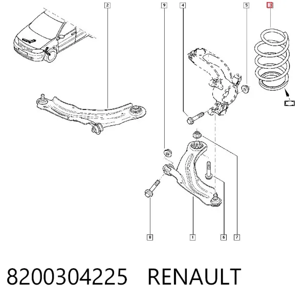 Mola dianteira 8200304225 Renault (RVI)