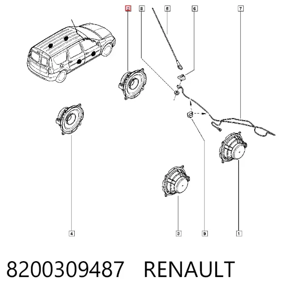 Alto-falante da porta dianteira 8200309487 Renault (RVI)