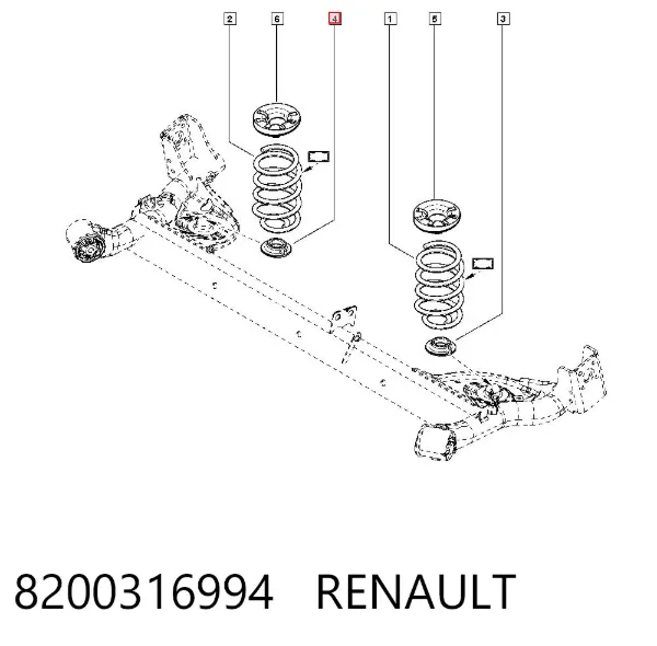 Espaçador (anel de borracha) da mola traseira inferior 8200316994 Renault (RVI)