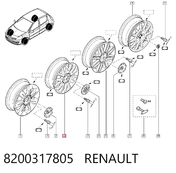 Discos de roda de aleação ligeira (de aleação ligeira, de titânio) 8200317805 Renault (RVI)