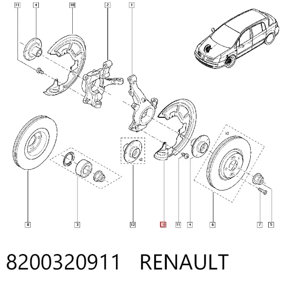 Proteção do freio de disco dianteiro esquerdo 8200320911 Renault (RVI)