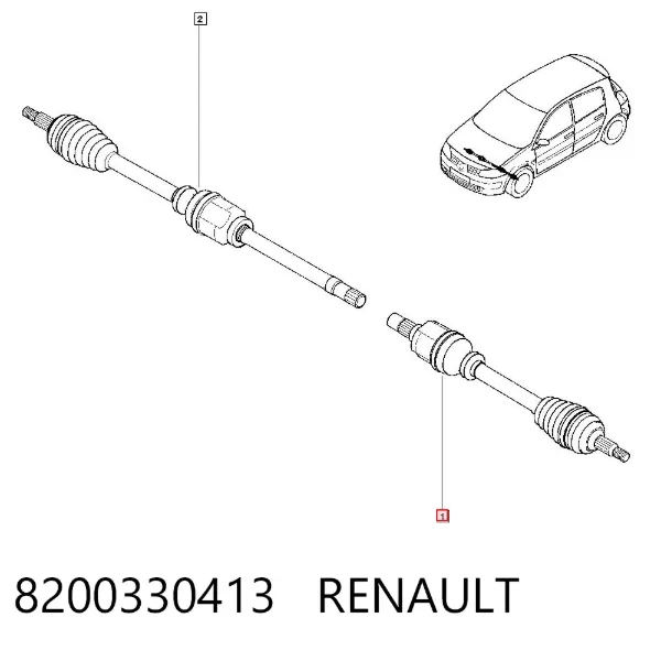 Semieixo (acionador) dianteiro esquerdo 8200330413 Renault (RVI)
