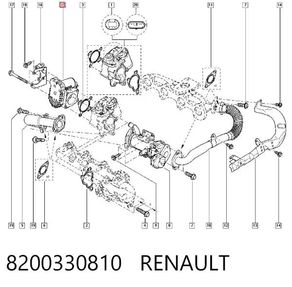 Válvula de borboleta montada 8200330810 Renault (RVI)