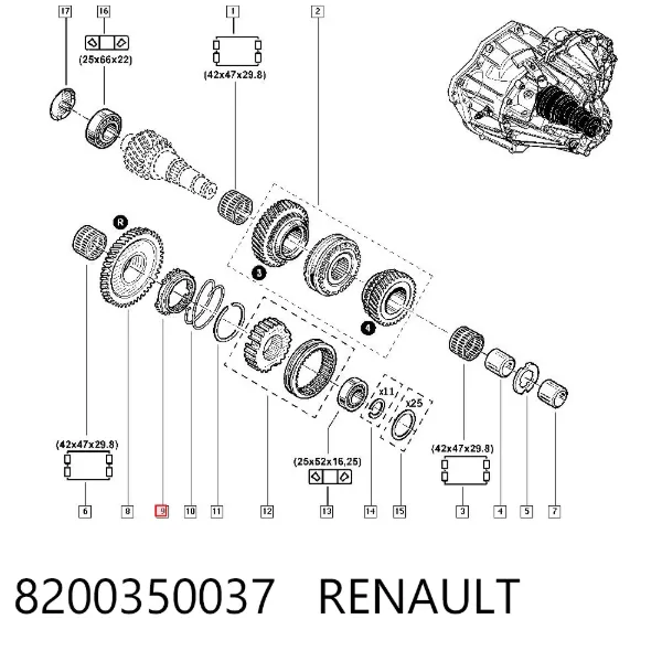 Anel de sincronizador 8200350037 Renault (RVI)