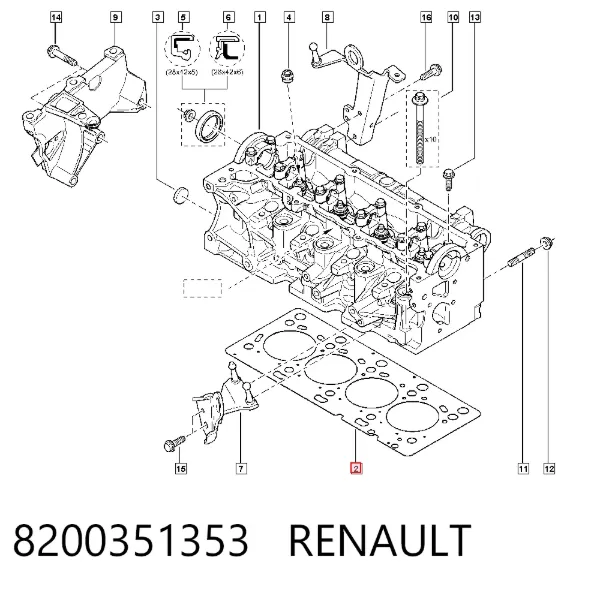 Vedante de cabeça de motor (CBC) 8200351353 Renault (RVI)
