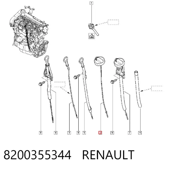 Sonda (indicador) do nível de óleo no motor 8200355344 Renault (RVI)