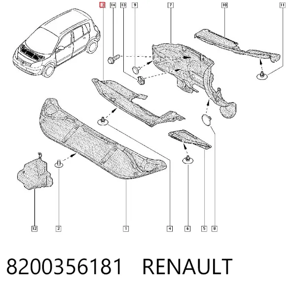 Isolamento contra o ruído do painel de motores 8200356181 Renault (RVI)