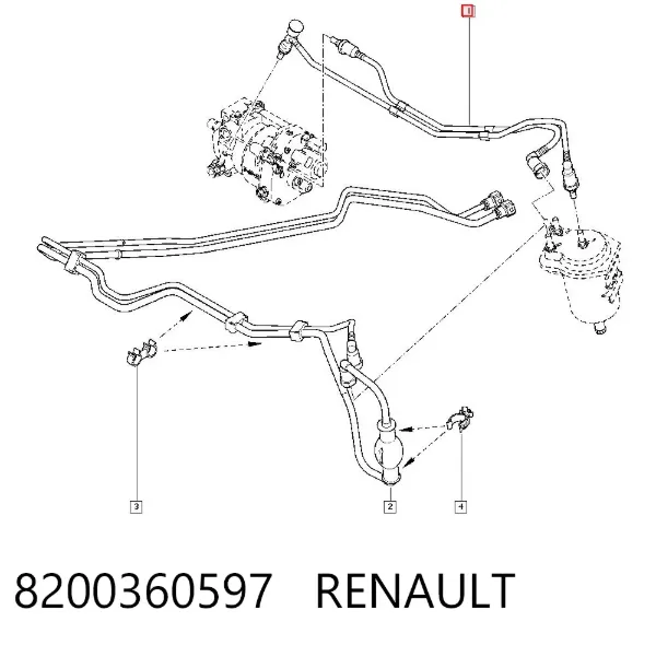 Tubo de combustível, desde o filtro até a bomba 8200360597 Renault (RVI)