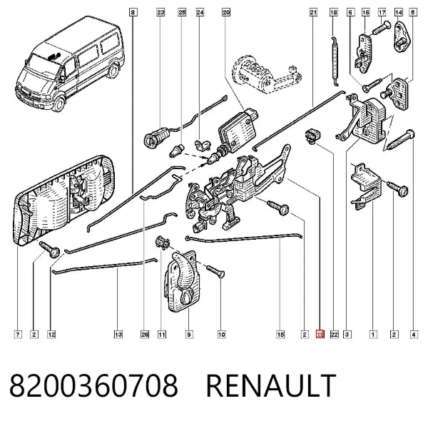 Fecho da porta lateral deslizante direita 8200360708 Renault (RVI)