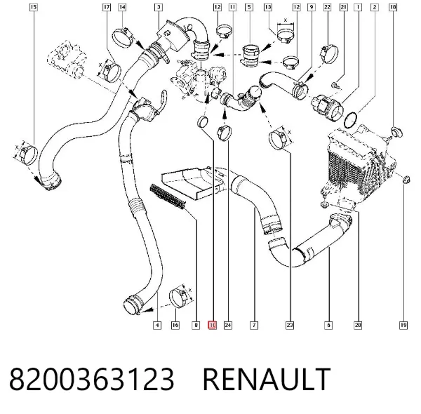 Vedante de turbina de ar comprimido, admissão 8200363123 Renault (RVI)
