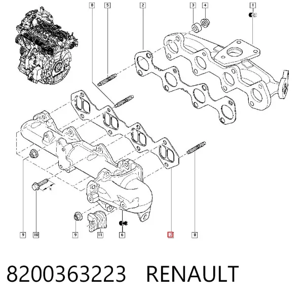 Vedante de tubo coletor de admissão 8200363223 Renault (RVI)