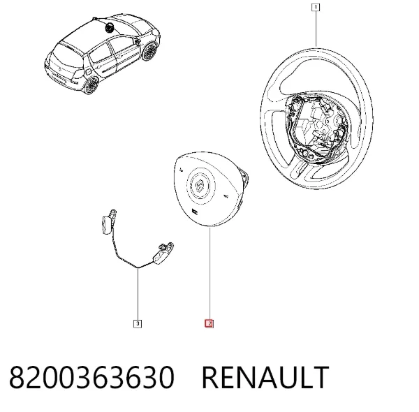 Cinto de segurança (AIRBAG) de condutor 8200363630 Renault (RVI)