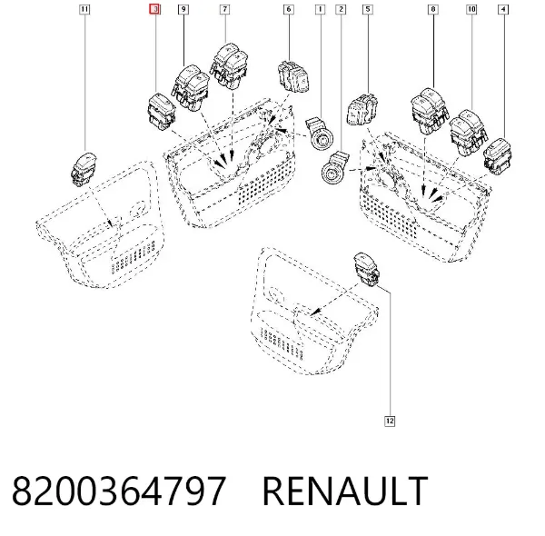 Botão de bloqueio de portas 8200364797 Renault (RVI)