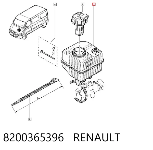 Tanque de cilindro mestre do freio (de fluido de freio) 8200365396 Renault (RVI)