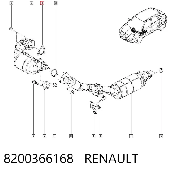 Vedante de turbina dos gases de escape, escape 8200366168 Renault (RVI)