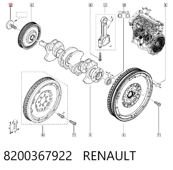 Parafuso da polia de cambota 8200367922 Renault (RVI)