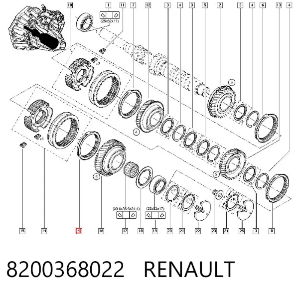 Anel de sincronizador 8200368022 Renault (RVI)