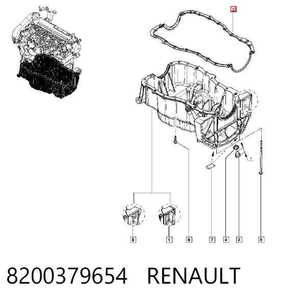 Vedante de panela de cárter do motor 8200379654 Renault (RVI)