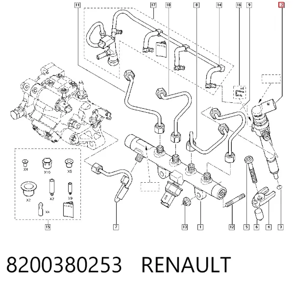 Injetor de injeção de combustível 8200380253 Renault (RVI)