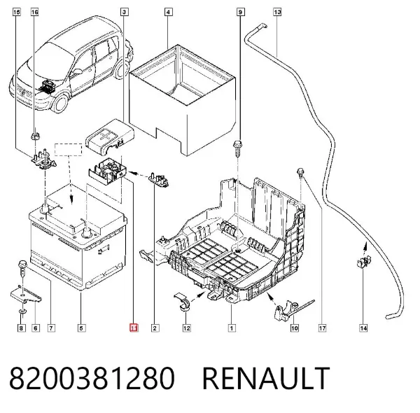Borne de bateria recarregável (PILHA) 8200381280 Renault (RVI)