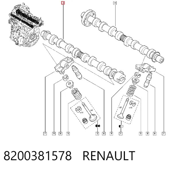 Árvore distribuidora de motor de admissão 8200381578 Renault (RVI)