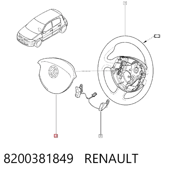 Cinto de segurança (AIRBAG) de condutor 8200381849 Renault (RVI)