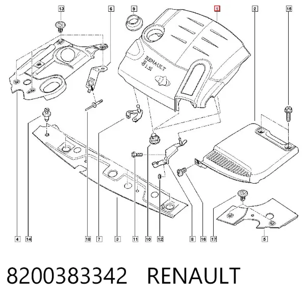 Tampa de motor decorativa 8200383342 Renault (RVI)