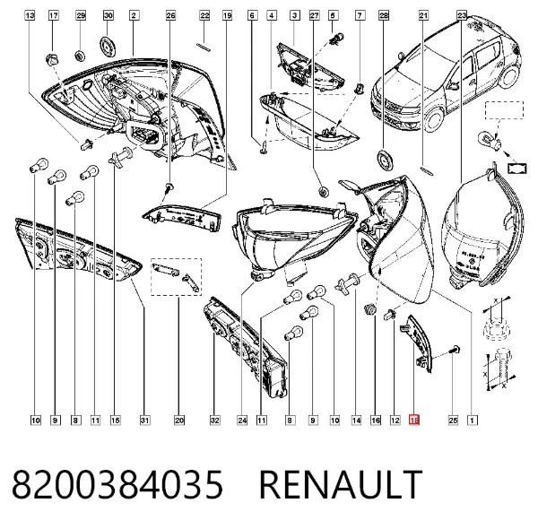 Retrorrefletor (refletor) do pára-choque traseiro esquerdo 8200384035 Renault (RVI)