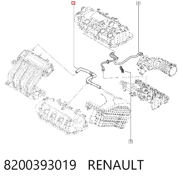 Cano derivado do sistema de recirculação dos gases de escape EGR 8200393019 Renault (RVI)