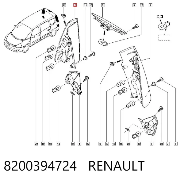 Lanterna traseira direita 8200394724 Renault (RVI)