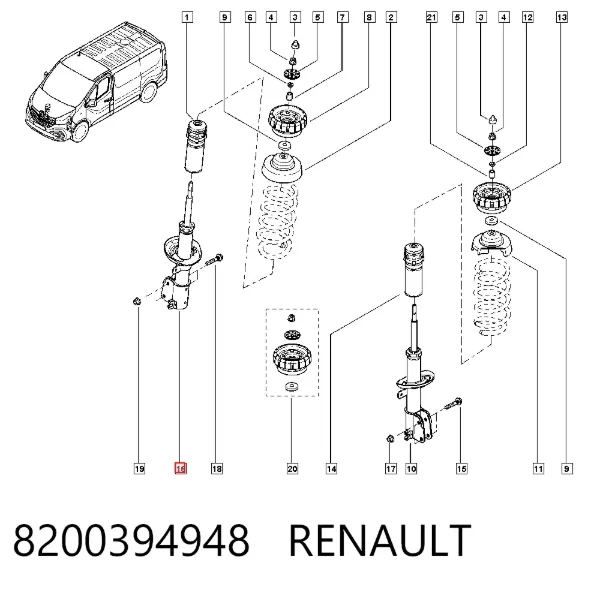 Amortecedor dianteiro 8200394948 Renault (RVI)