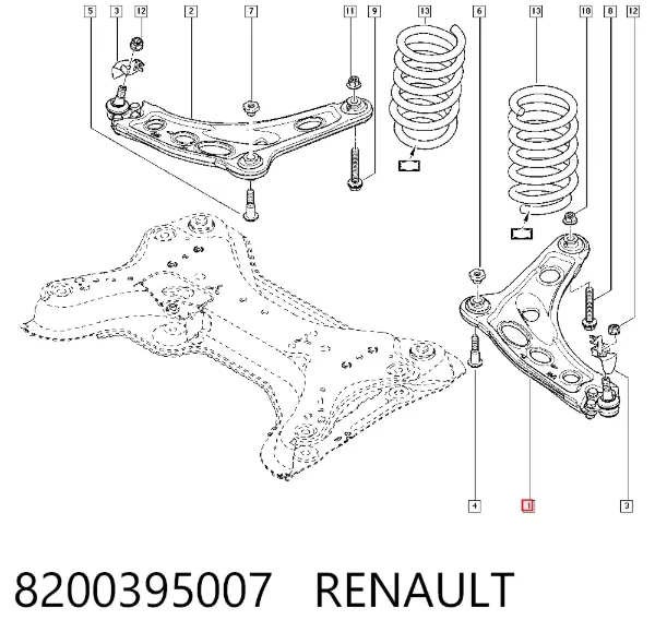 Braço oscilante inferior esquerdo de suspensão dianteira 8200395007 Renault (RVI)