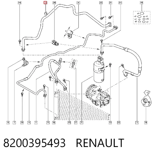 Mangueira de aparelho de ar condicionado, desde o secador até o vaporizador 8200395493 Renault (RVI)