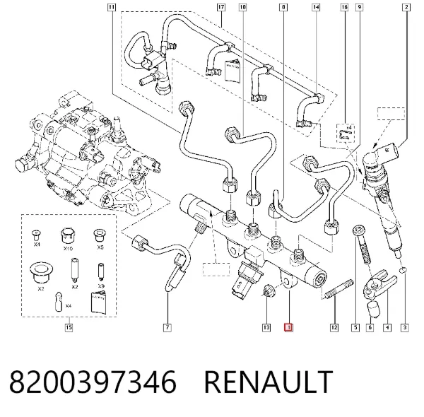 Distribuidor de combustível (rampa) 8200397346 Renault (RVI)