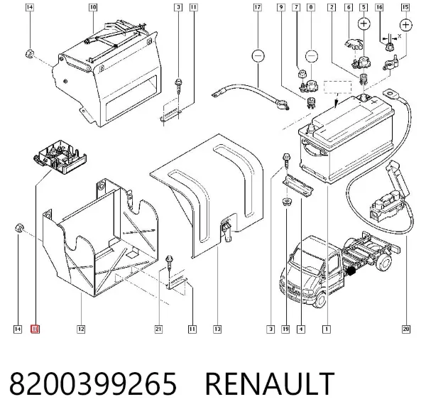 Tampa de borne da PILHA 8200399265 Renault (RVI)
