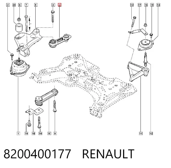 Consola de coxim (apoio) direita de motor 8200400177 Renault (RVI)
