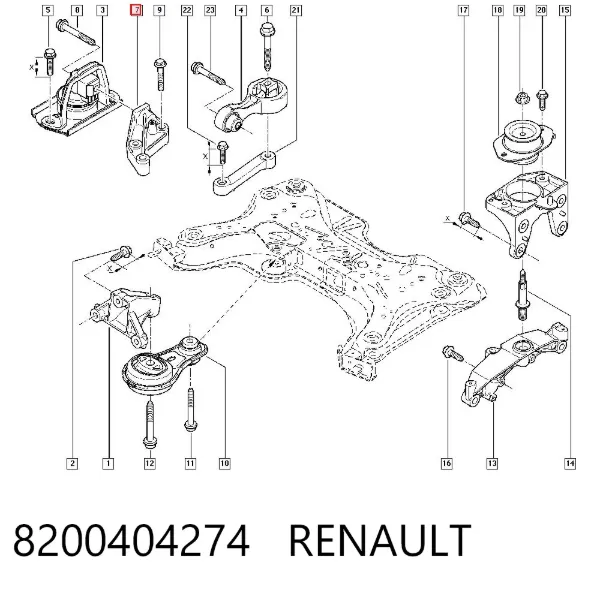 Consola de coxim (apoio) direita de motor 8200404274 Renault (RVI)