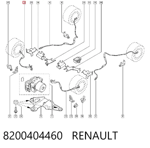Sensor dianteiro de ABS 8200404460 Renault (RVI)
