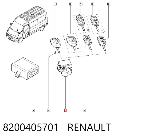 Antena (anel) de imobilizador 8200405701 Renault (RVI)