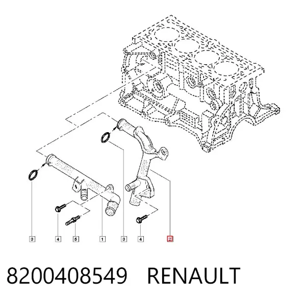 Mangueira (cano derivado) do sistema de esfriamento 8200408549 Renault (RVI)