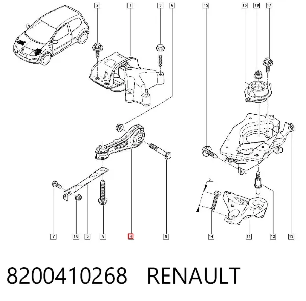 Coxim (suporte) dianteiro de motor 8200410268 Renault (RVI)