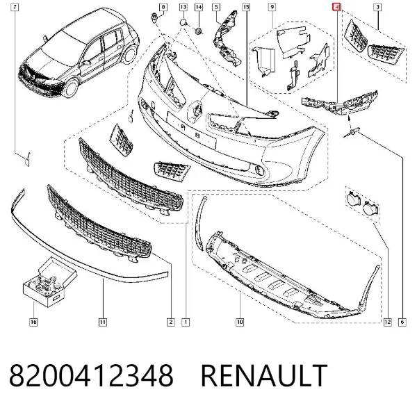 Consola do pára-choque dianteiro esquerdo 8200412348 Renault (RVI)