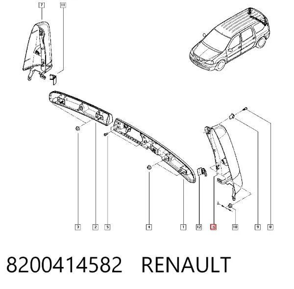 Placa sobreposta externa traseira esquerda de suporte de carroçaria 8200414582 Renault (RVI)