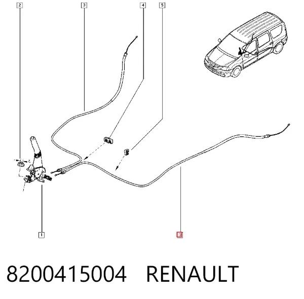 Cabo traseiro direito/esquerdo do freio de estacionamento 8200415004 Renault (RVI)