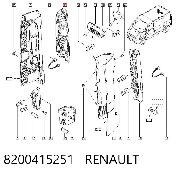 Lanterna traseira direita 8200415251 Renault (RVI)